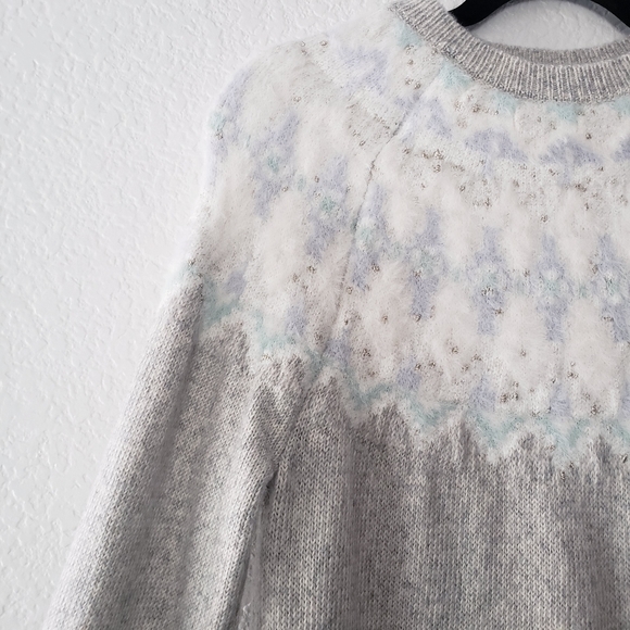 Ann Taylor Fair Isle Grey Sweater Dress Medium - Picture 9 of 11